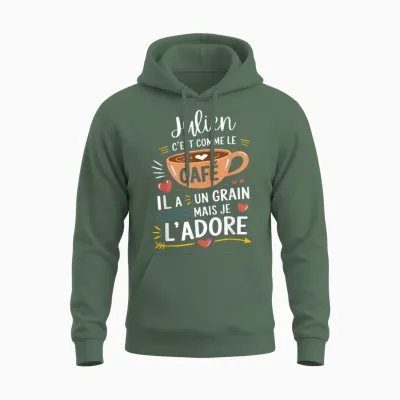 Julien Comme Le Café Humour Gift T-Shirt, Black, S Unisex Hoodie - Military Green