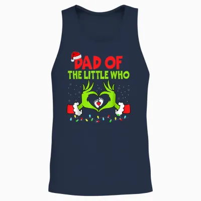 Dad of the Little Who Funny Christmas Pregnancy Announcement Unisex Tank Top - Navy