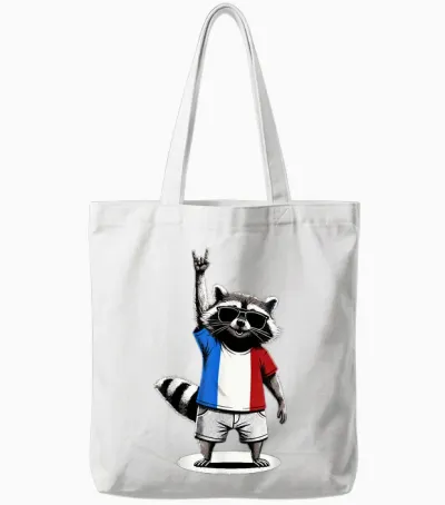 Französische Flagge Waschbär Lustig Frankreich Tote Bags - White