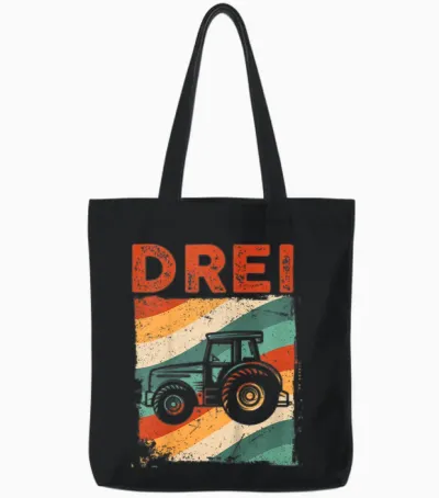 3. Geburtstag Retro Traktor Junge Trecker Bauer Kinder Tote Bags - Black