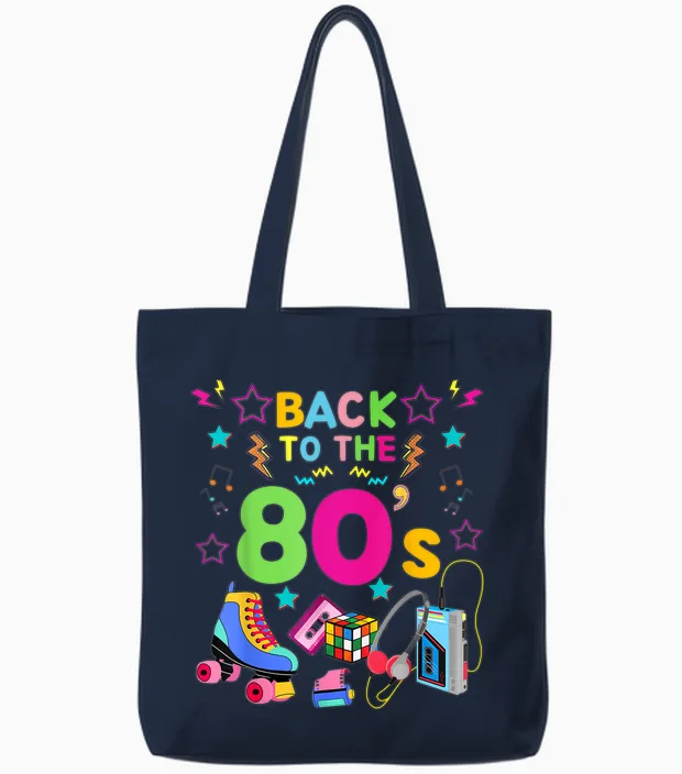 Best 80s Costume Theme Party Carnival - I Love 80s T-Shirt, Black Tote Bags in Navy