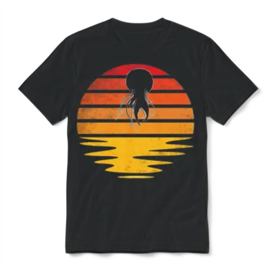 Jellyfish Retro Unisex T-Shirt - Black