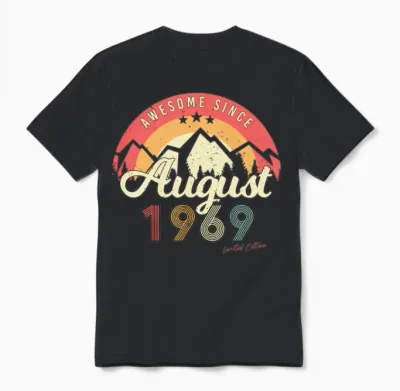 1969 August Retro Unisex T-Shirt - Black