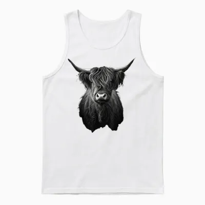 Scottish Highland Cattle Highland Cattle Gift Farmer T-Shirt, Black Unisex Tank Top - White