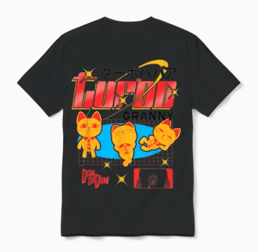 Dan Da Dan Turbo Granny Ghost Alien Anime Unisex T-Shirt in Black