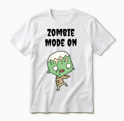 Zombie Mode on Funny Unisex T-Shirt - White