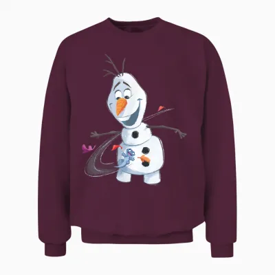 Disney Frozen 2 Olaf & Mattias Autumn Fun T-Shirt, Black, S Unisex Sweatshirt - Maroon