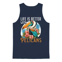 Bird Lover Flying Animal Ornithology Pelicans Unisex Tank Top - Navy – 1