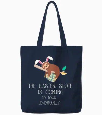 The Easter Sloth with Bunny Ears Easter Bunny Tote Bags - Navy