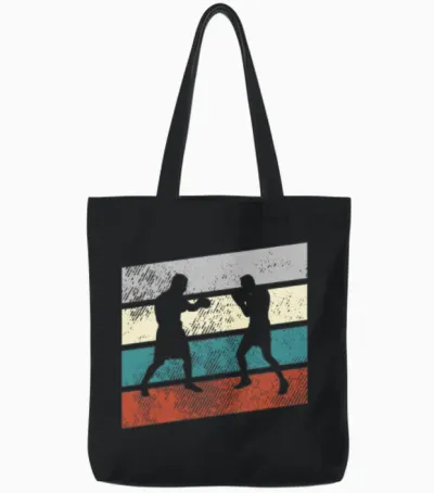 Boxer Retro Tote Bags - Black