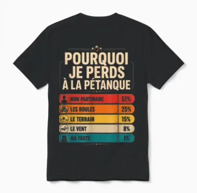 Boules Jeu Cadeau Drôle Pourquoi Je Perds à La Pétanque Unisex T-Shirt - Black