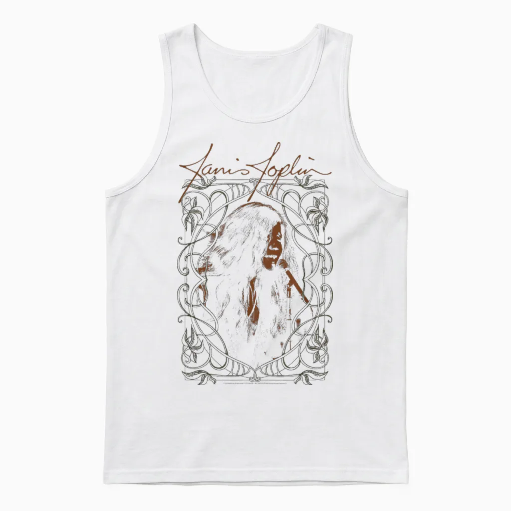 Photo Janis Joplin New Unisex Tank Top in White