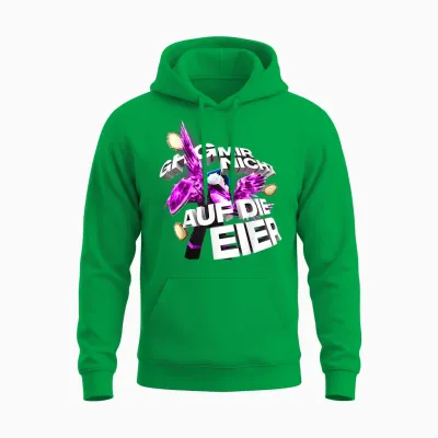T-Shirt with German Text "bastighg Mir Nicht Auf Die Eiermooig Mies Drauf Nerven" [german Language] Unisex Hoodie - Irish Green