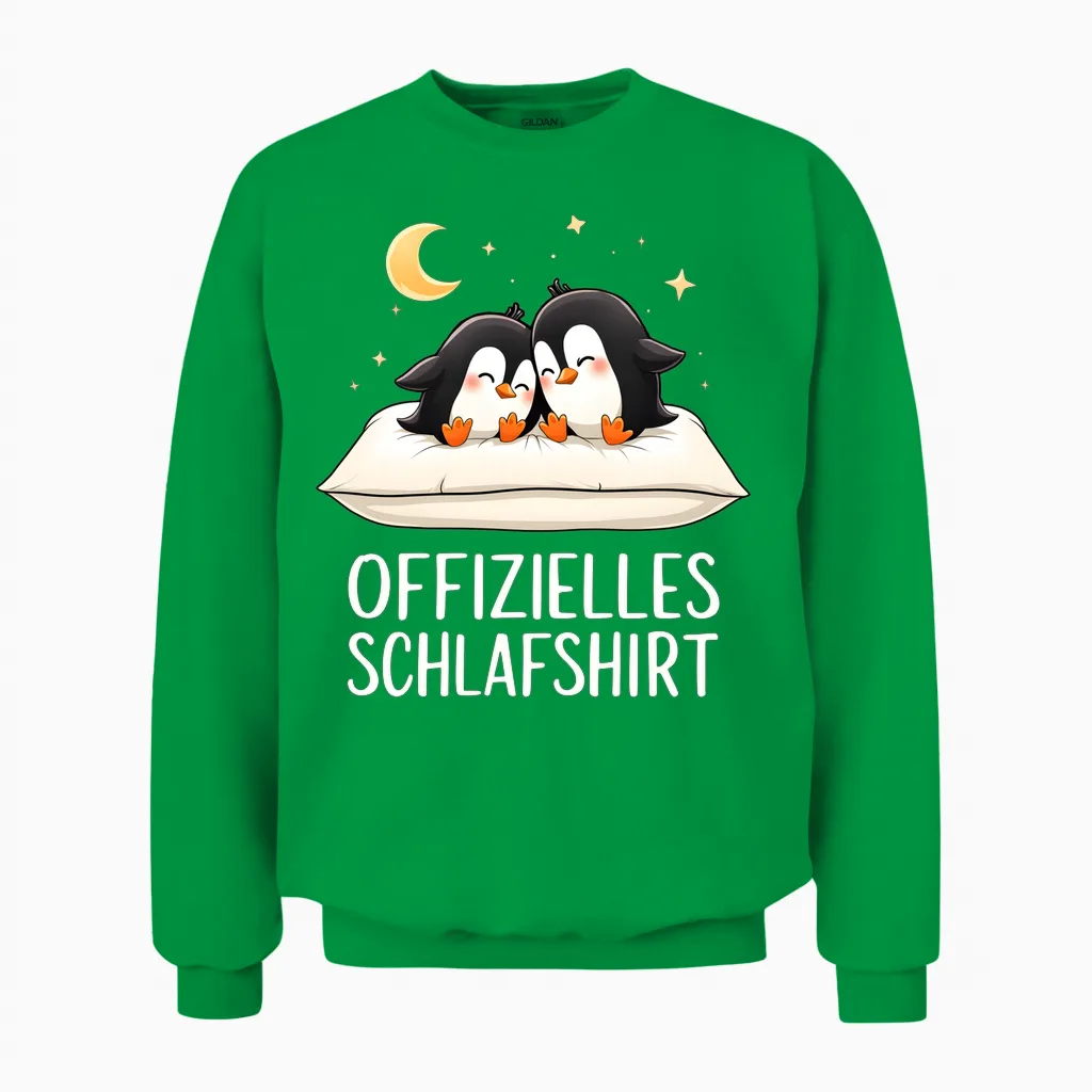 Official Penguin Penguin Long Sleeve Sleep Shirt, Black Unisex Sweatshirt in Irish Green