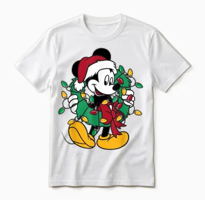 Disney - Mickey Mouse Christmas Lights Unisex T-Shirt - White