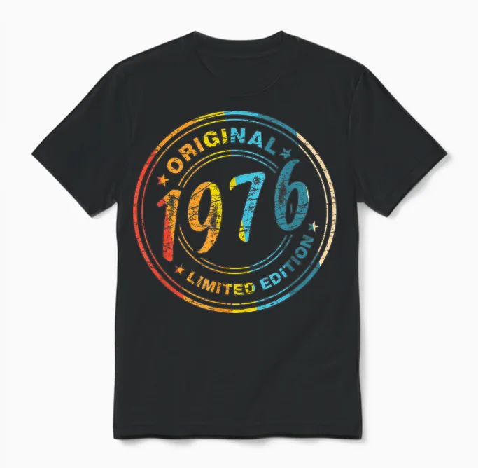 Original 1976 Vintage Birthday 50 Years for Men Women Unisex T-Shirt in Black