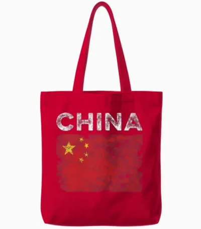 China Flag Distressed - Chinese Tote Bags - Red