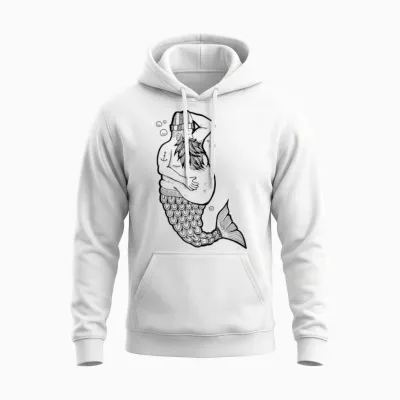 Mermaid Man, Anchor, Beard Unisex Hoodie - White