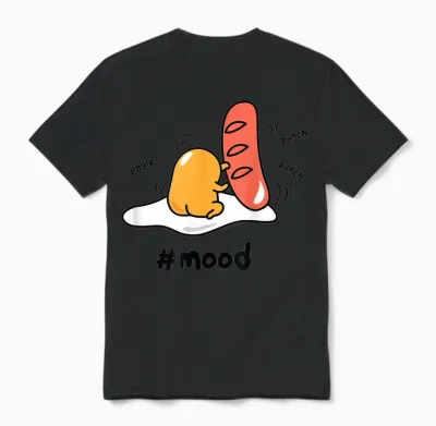 Gudetama the Lazy Egg #mood Boxing Punching Hot Dog Unisex T-Shirt - Black