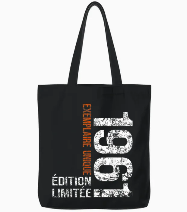 Vintage 1961 Gift 65 Years Man Birthday Humour Tote Bags in Black