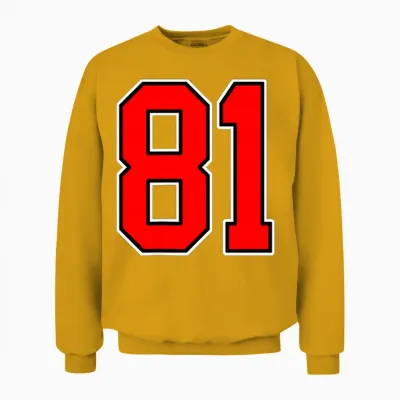 Numéro 81 Red College Sports Team Style Unisex Sweatshirt - Gold