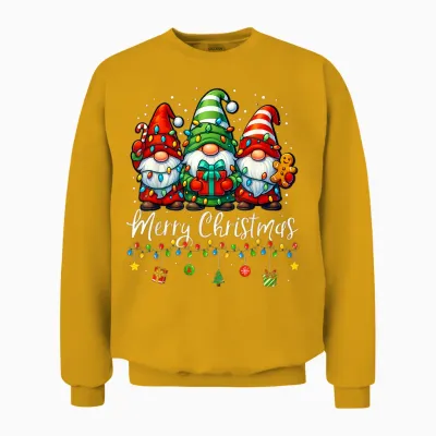 Gnomes Xmas Shirts Merry Christmas Gnome Men Women Unisex Sweatshirt - Gold