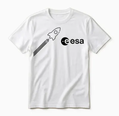 Esa European Space Agency Rocket Start Logo T-Shirt, Gray Unisex T-Shirt - White