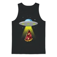 Ufo Pizza Abduction Unisex Tank Top - Black – 1