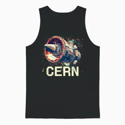 Cern Large Retro Hadron Collider T-Shirt, Black, S Unisex Tank Top - Black