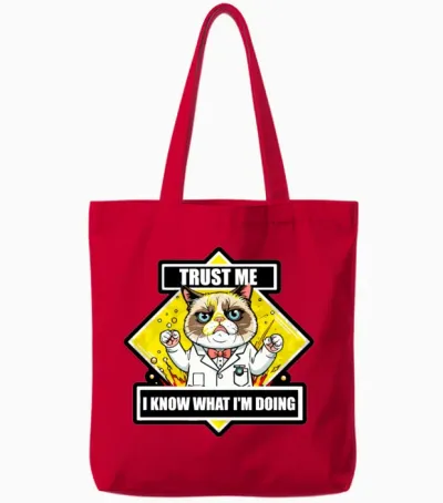 Funny Cat Tote Bags - Red