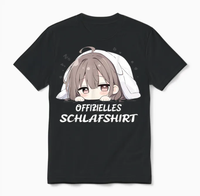 Offizielles Anime Schlafshirt, Kawaii Manga Pyjama Nachthemd Unisex T-Shirt in Black
