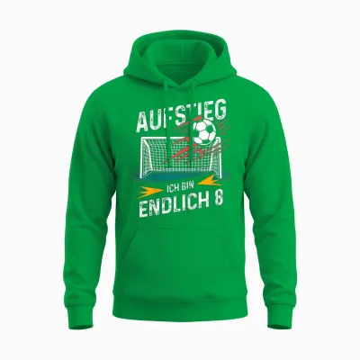 Kinder 8. Geburtstag Junge Fußball 8 Jahre Spruch Unisex Hoodie - Irish Green