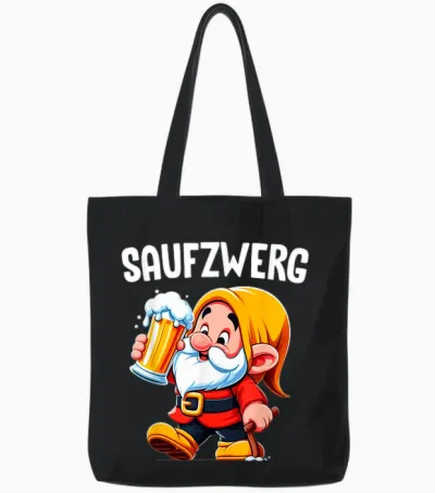 Saufzwerg Funny Beer Carnival T-Shirt, Black Tote Bags - Black