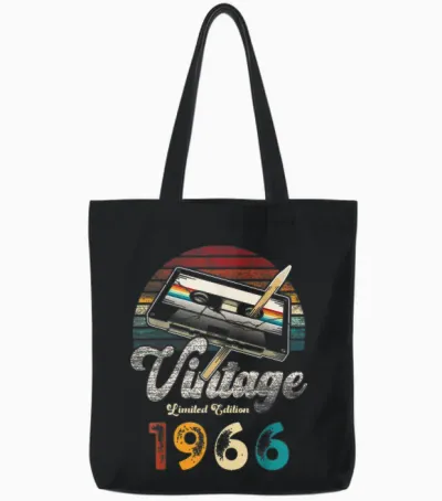 Vintage 1966 Geburtstag 60 Jahre Kassette Bleistift Tote Bags - Black
