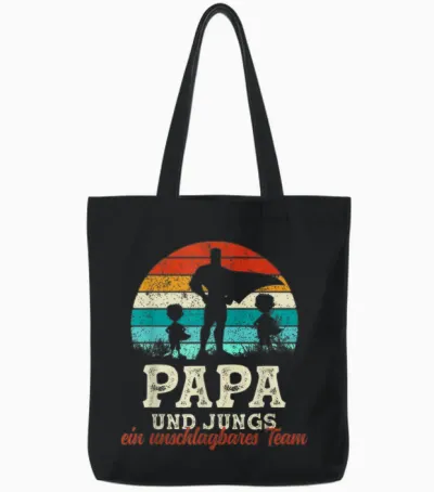 Team Papa Zwei Söhne Kinder Jungs Vatertag Bester Super Papa Tote Bags - Black
