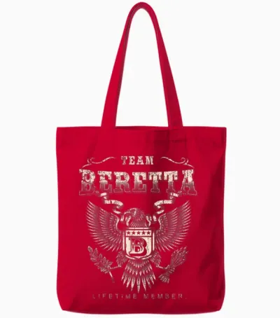 Team Beretta Lifetime Member - Beretta Name T-Shirt, Black Tote Bags - Red