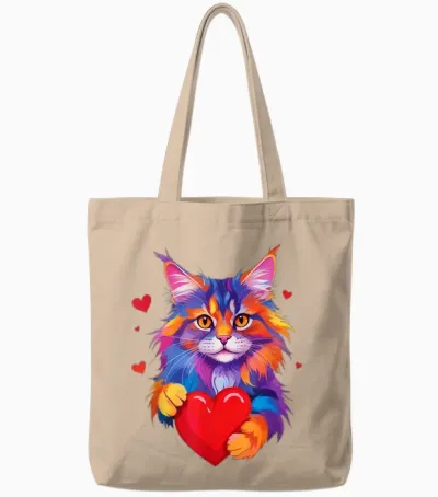 Chemise Maine Coon Cat - Graphique Coloré Maine Coon Heart Tote Bags - Natural