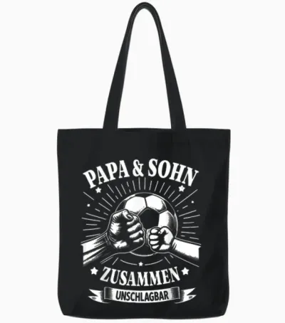 Papa Und Sohn Fußball Fussball Spielen Ball Vater Vatertag Tote Bags - Black