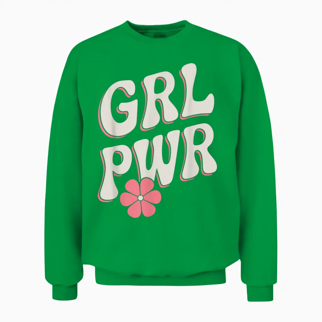 Frauen Power Grl Pwr Motivation Stärke Feministin Power Girl Unisex Sweatshirt in Irish Green