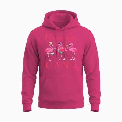 Flamingo Gang Funny Flamingo Holiday and Jga Unisex Hoodie - Heliconia