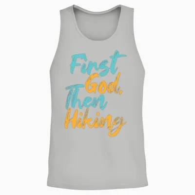 First God Then Hiking Unisex Tank Top - Ash