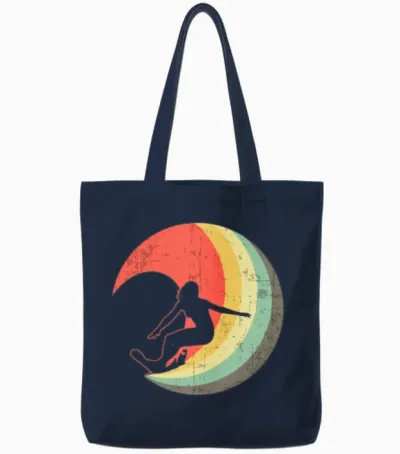 Surfer Girl Vintage Surfing Wave Gift Idea Tote Bags - Navy