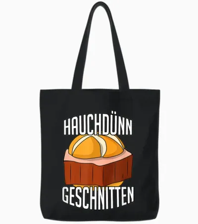 Leberkäse Brötchen Hauchdünn Geschnitten Tote Bags - Black