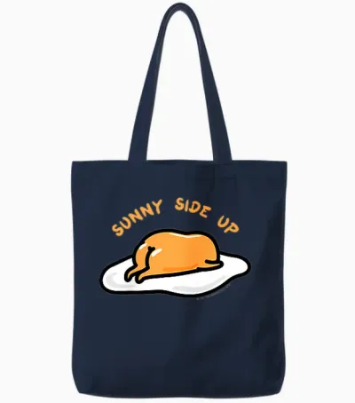 Gudetama the Lazy Egg Sunny Side Up Tote Bags - Navy
