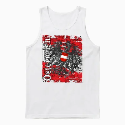 österreich T-Shirt Adler Flagge Retro Vintage Austria Unisex Tank Top - White