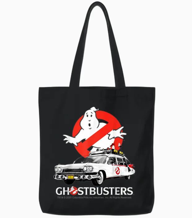 Ghostbusters Halloween Design Ecto 1 Tote Bags in Black