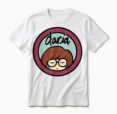 Daria Classic Mint Burgundy Logo Graphic Unisex T-Shirt - White