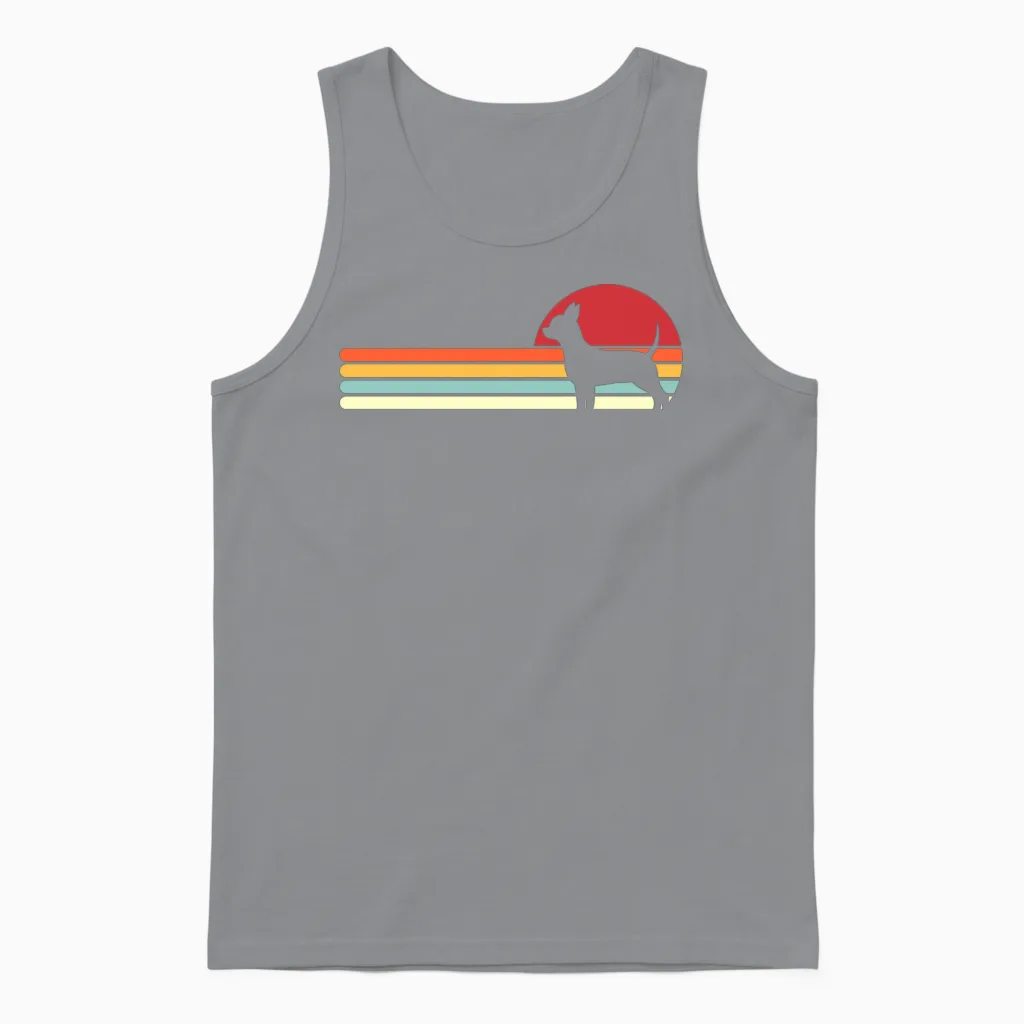 Dog Retro Sunset Chihuahua - Lovers Unisex Tank Top - Sport Grey