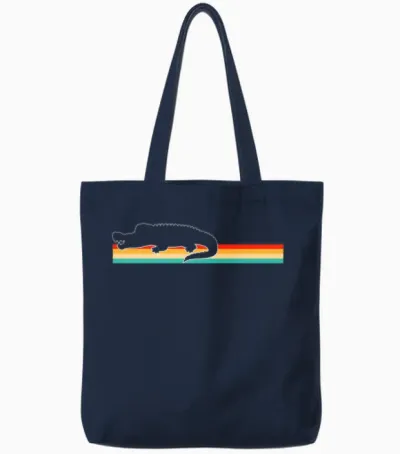 Crocodile Retro Tote Bags - Navy