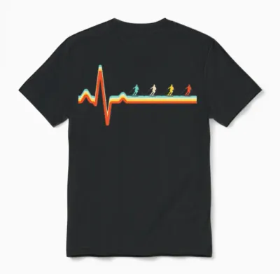 Ski Retro Heartbeat Unisex T-Shirt - Black